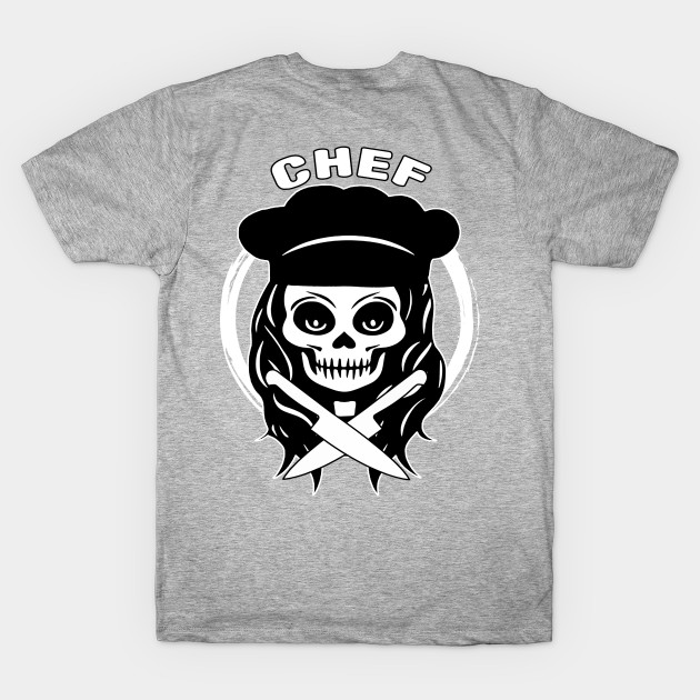 Female Chef Skull and Knives White Logo by Nuletto